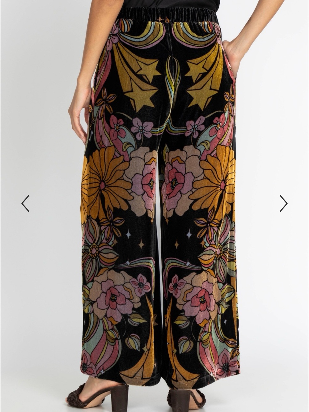 JOHNNY WAS PRISCILLA EASY PANT Floral Wide-Leg Velvet Pants - Picture 3 of 8